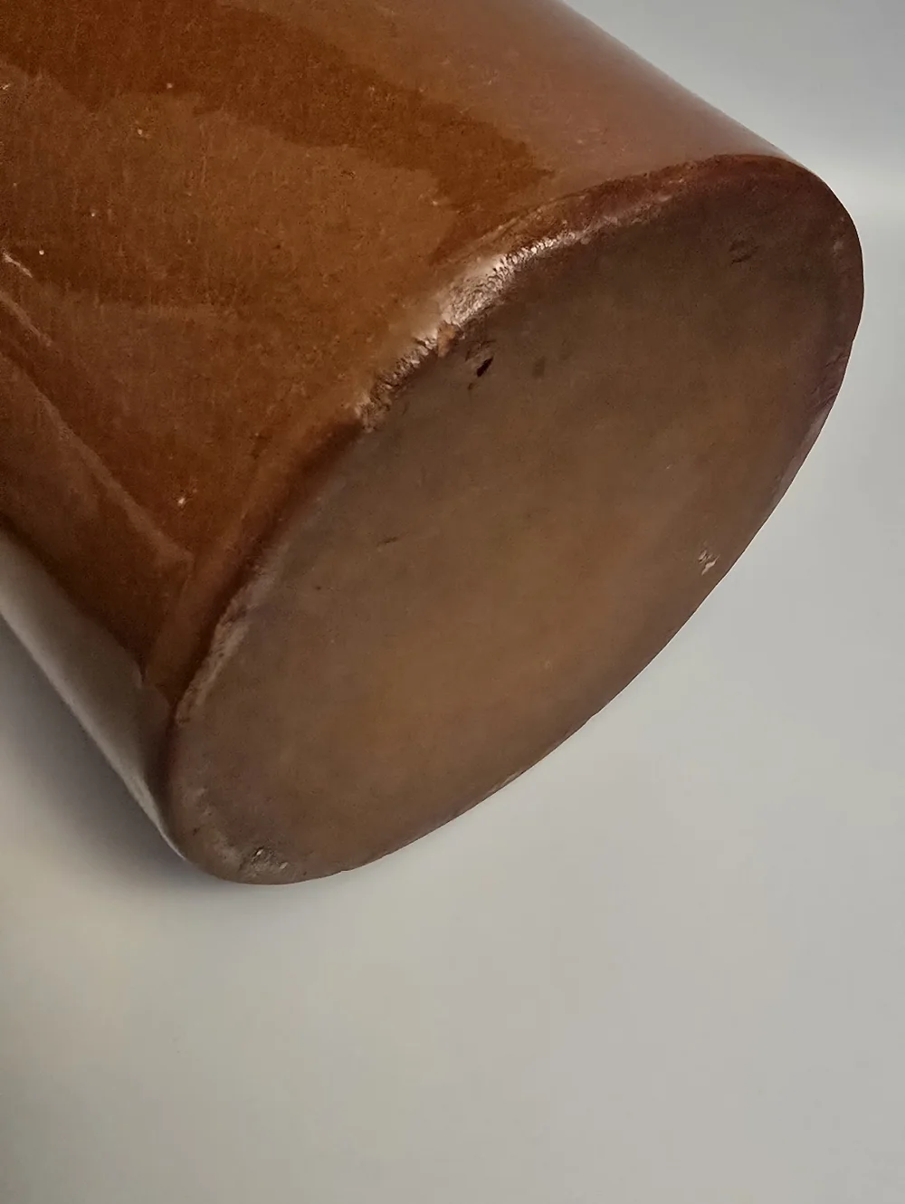 Vintage Brown Stoneware Utensil Crock - Brown and White